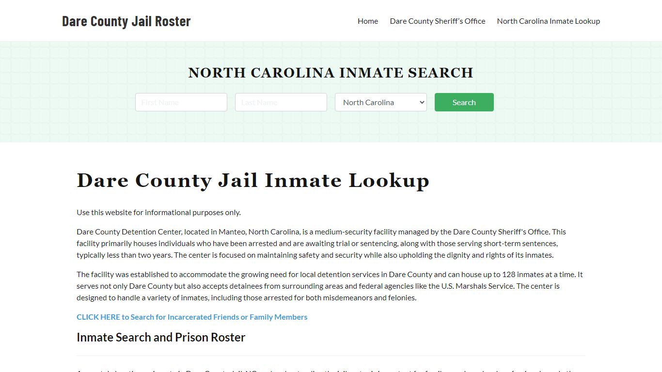 Dare County Jail Roster Lookup, NC, Inmate Search