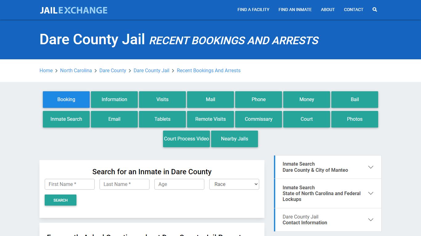 Dare County Jail Recent Bookings And Arrests - Jail Exchange