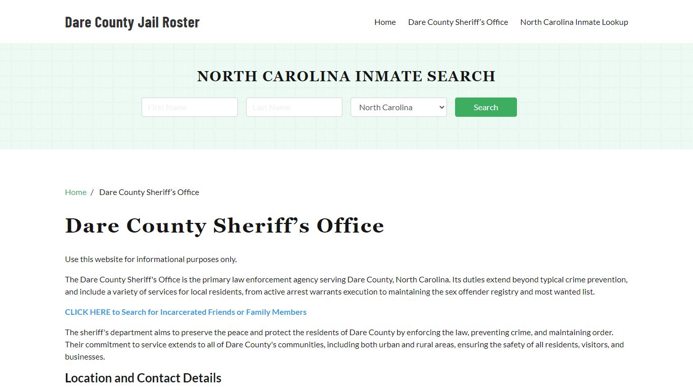 Dare County Sheriff Office, NC, Arrest Warrants Search