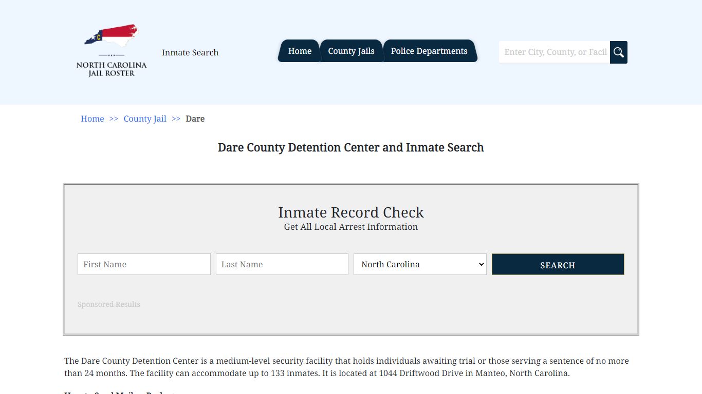 Dare County Detention Center and Inmate Search